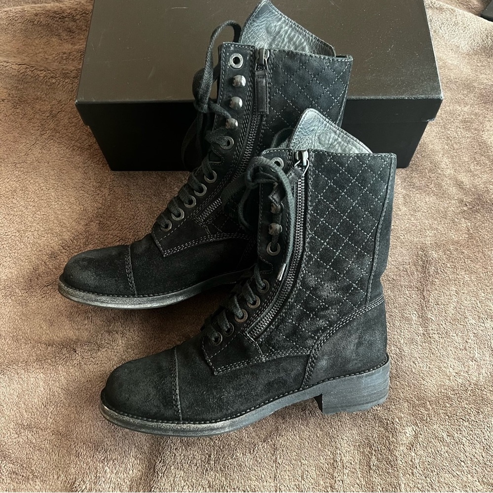 CHANEL LACE UP BOOTS